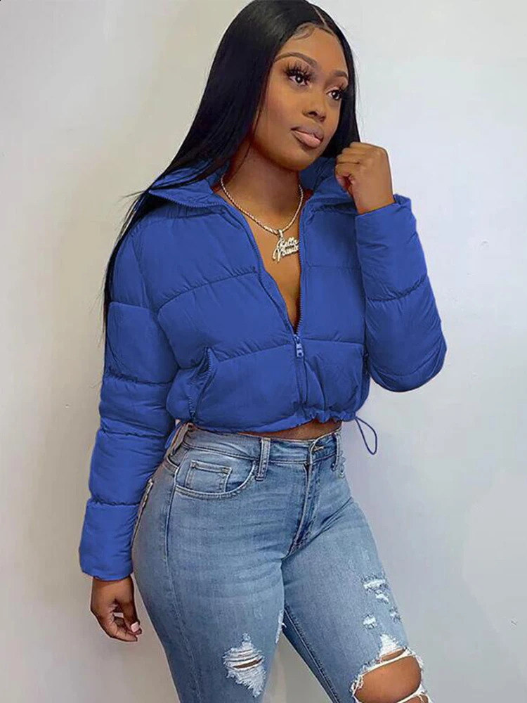 Weird Puss Winter Down Jacket Women Casual Thick Bubble Coat Warmth Zip Pocket Cropped Puffer Parka Streetwear Trend 241119
