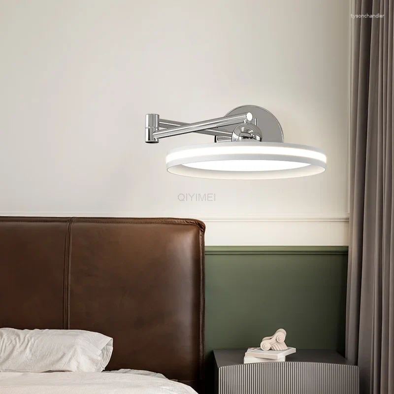 Lamps Wall Indoor LED For TV Background Home Decor Bedroom Aisle Bedside Living Room White Rockeable Arm Light Sconce