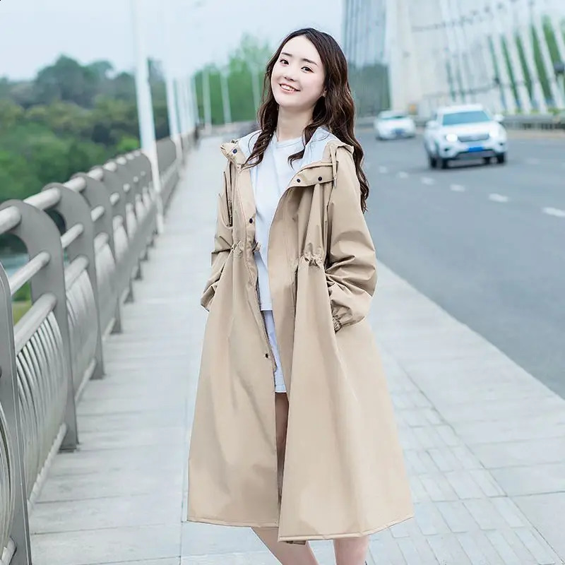 Womens Waterproof Raincoat - Stylish Slim Fit Full-Length Lightweight Perfect for Rainy Days