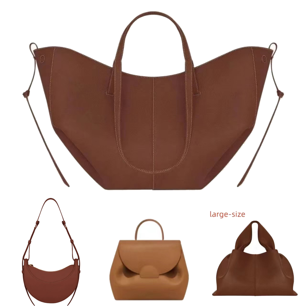 designer handbag polen bag cowhide shoulder bag women's half moon bag Numero crossbody bag large capacity dumplings bag designer wallet with box
