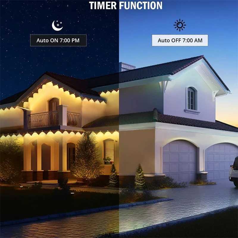 Smart Eaves Light Permanent Outdoor IP67 Waterproof LED Lights Remote APP DlY Music Sync Timer String Lighting for House Holiday zyc241120
