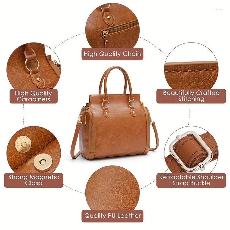 2025 NEW Totes Vintage PU Leather Western Women's Bag Tote Handbag Portable Organizer With Multiple Card Slots Multi-Layered Crossbody