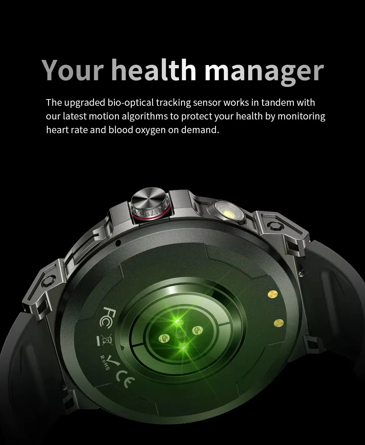 Men's Sporty Smart Watch with Built-in LED Flashlight & Compass - Fitness Tracking, Bluetooth Calls & AI Voice Assistant