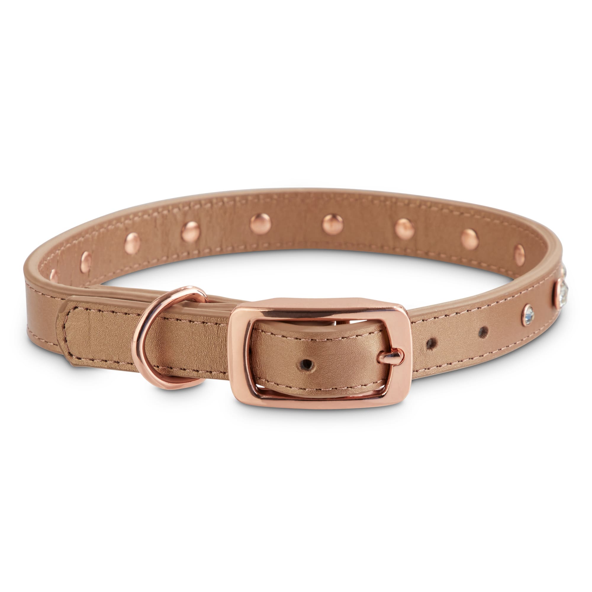 Bond & Co. Rhinestone-studded Rose Gold Dog Collar, Medium