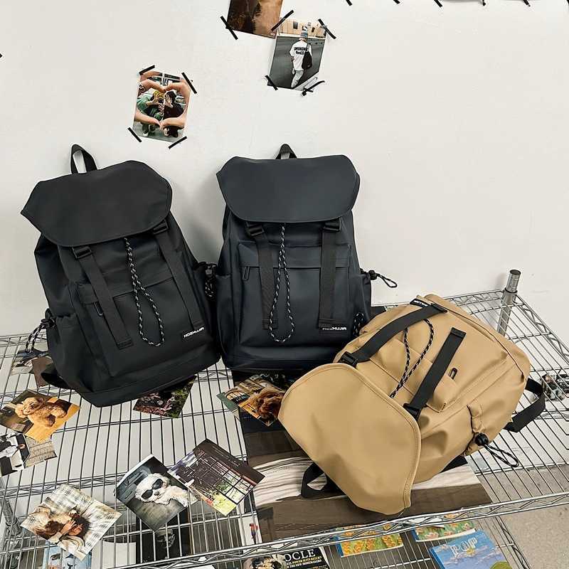 Men's casual backpack solid color large capacity computer bag trendy brand college student backpack women's travel backpack men 241120