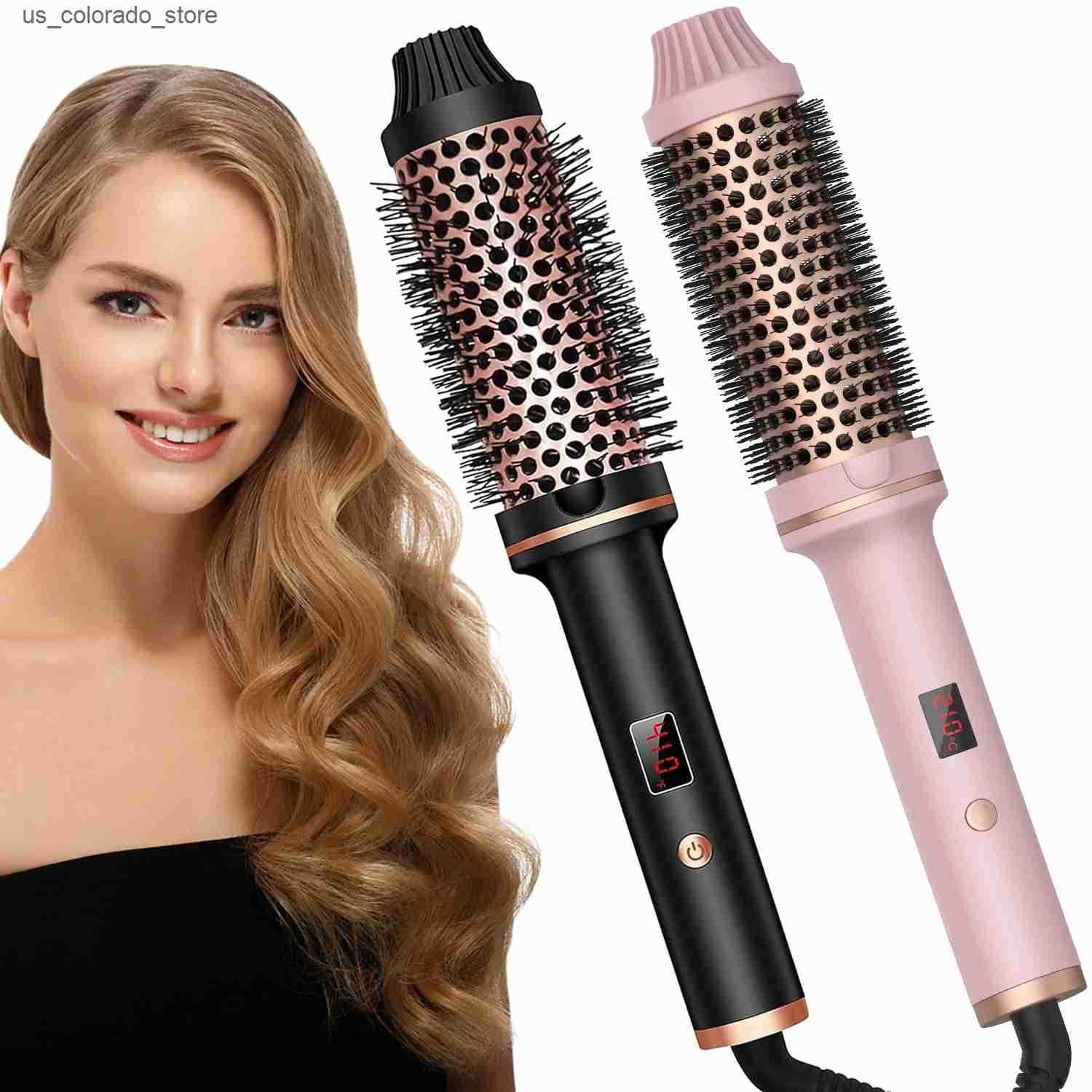 Electric Hair Brushes 3 In 1 Ionic Hair Curler Straightener Electric Hair Brushes Hot Comb Professional Curling Iron Heated Anti-Scald Thermal Brush L