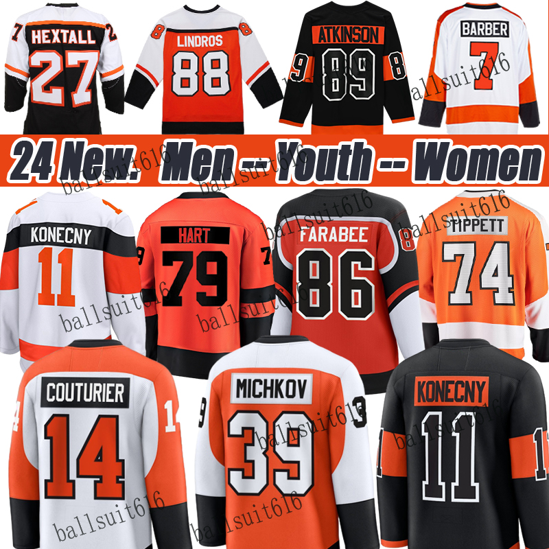 #39 Matvei Michkov jersey flyers jersey Carter Hart Jersey Sean Couturier Travis Konecny Bobby Brink Owen Tippett Farabee Bobby Clarke philadephia hockey jersey