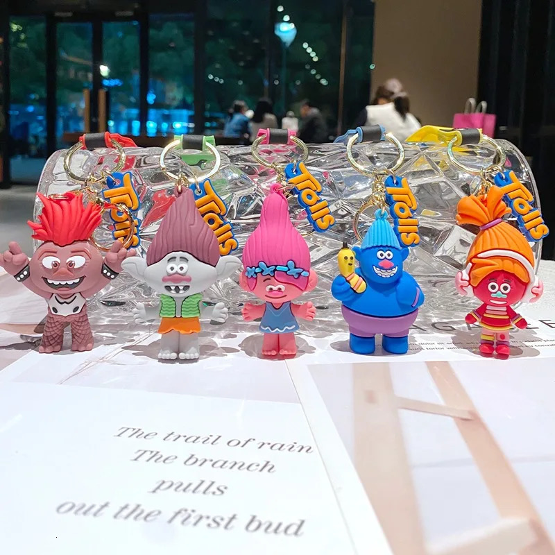 Creative Cartoon Trolls Doll Keychain Pendant Bag Car Key Chain Accessories Gift Promotion 240409