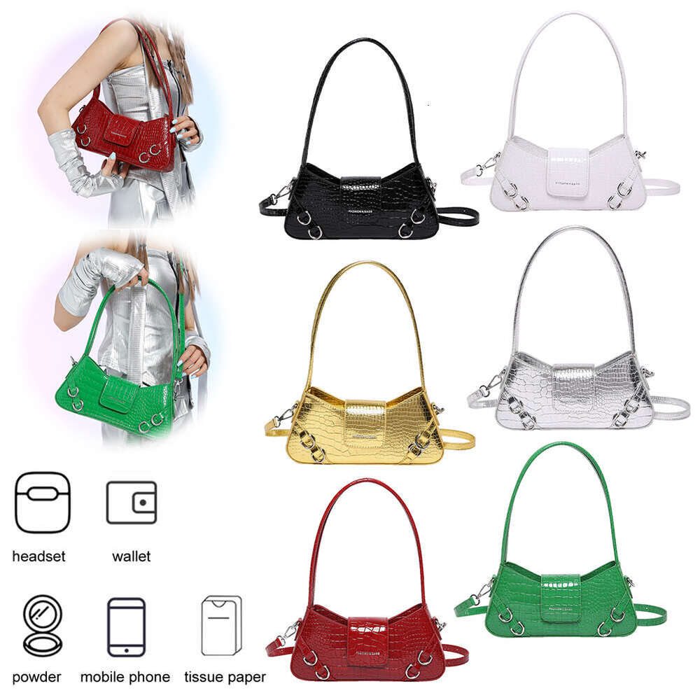 Shoulder Women Adjustable Strap Crescent Bag PU Leather with Inner Pocket Handbag Y2K for Work Travel