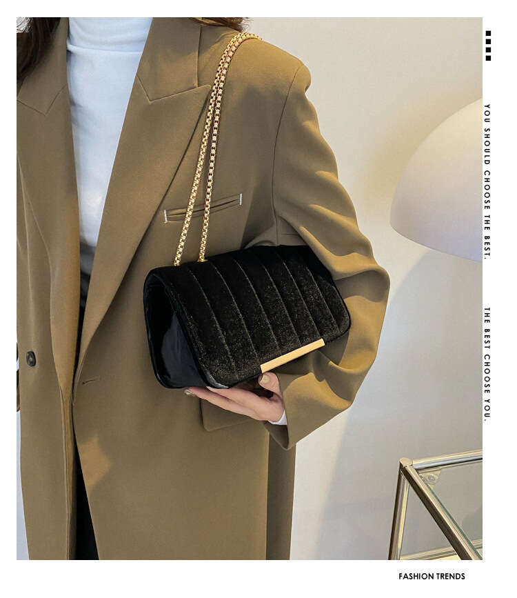 Neon Red Flap Square Velor Leather Fashionable Dating Gift Shoulder & Crossbody Bag With Chain Strap For Women