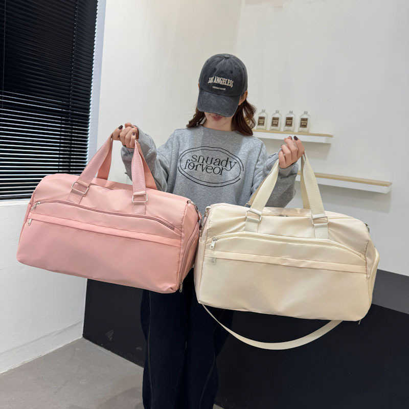 Dry wet separation independent shoe compartment fitness bag, large capacity can be set with a drawbar, hand luggage bag, portable short distance trave