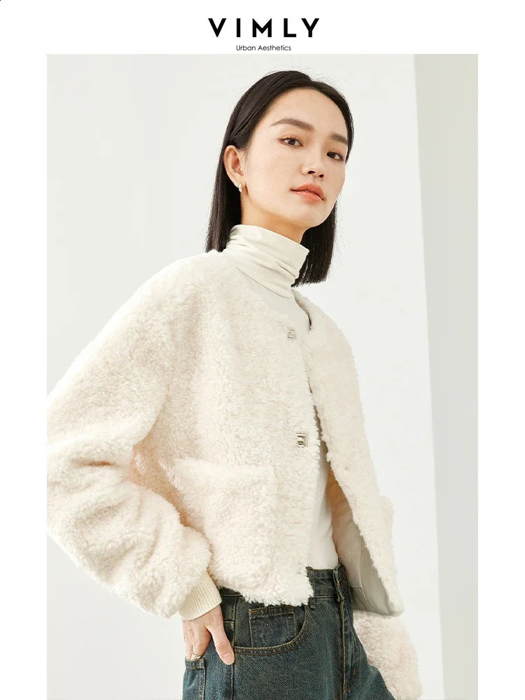 Cropped Faux Fur Winter Jacket For Women, Thick Warm Fluffy Apricot Overcoat