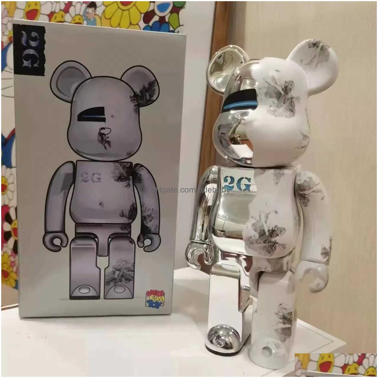 Novelty Items Bearbricks 400 1000 Cyberpunk Daft Punk Joint Bright Face Violation Bear Collection Decorated Grizzly Statue Model3 Dh5S8 X250109