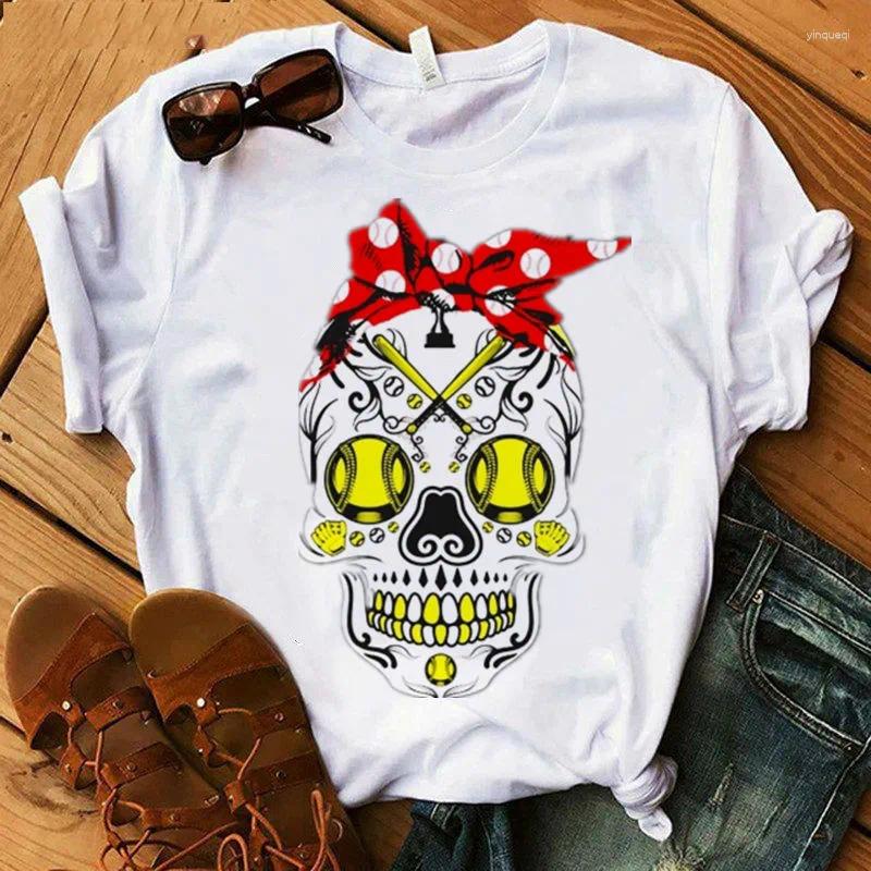 Womens T Shirts Halloween Cloth Crown Skull Funny Graphic T-shirt 2024 Fashion Style O Neck 90S Shirt Girl Casual Short Sleeve Printed
