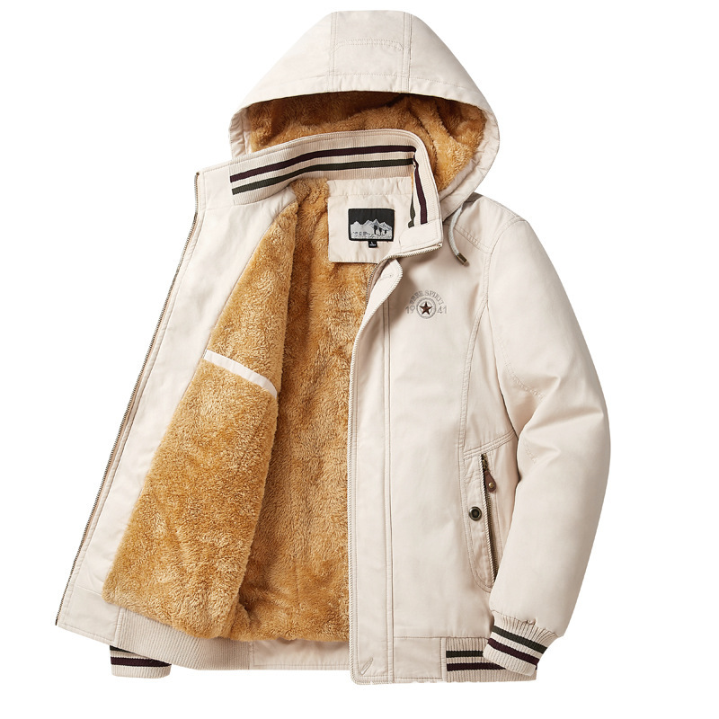 Lamb wool men's casual cotton-padded jacket winter warm coat pure cotton plus fleece thickened loose dad padded jacket padded jacket m012