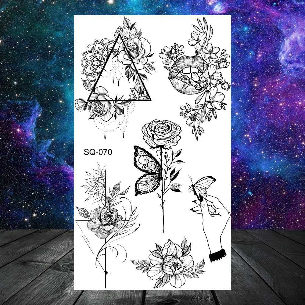3D Constellation Rose Mountains Tatoos Temporary Tattoos For Women Men Star Moon Sun Realistic Fake Tattoo Small Washable TatoosXJ241120