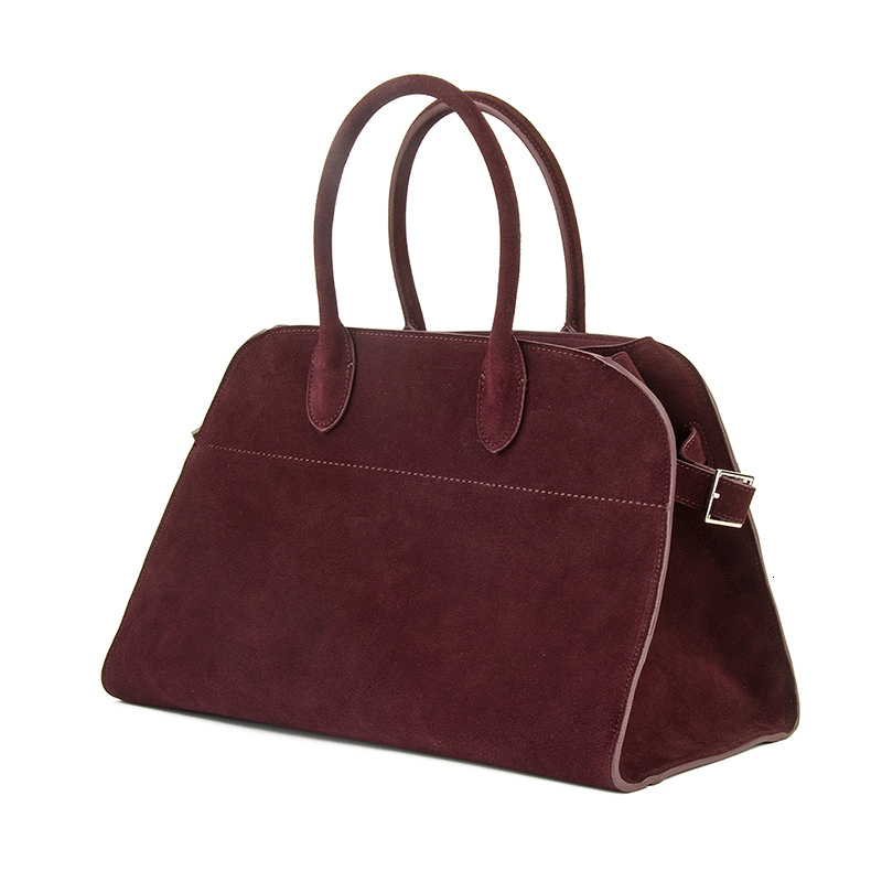 Natural Suede Handbag For Women Nubuck Cow Leather Large Capacity Casual Tote Bag Solid Commute Genuine Leather