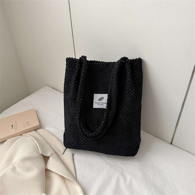 2025 Arts Shoulder For Women New Canvas Bucket Handbags Corduroy Fashion Casual Solid Color Famous Brand Bags