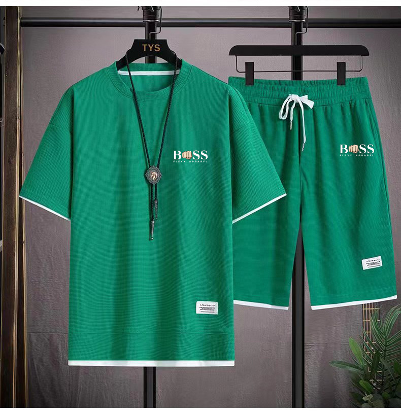 Summer Black White Tracksuits For Men's Set Sleeves T-Shirt + Shorts Sportswear Brand Sporting Suit