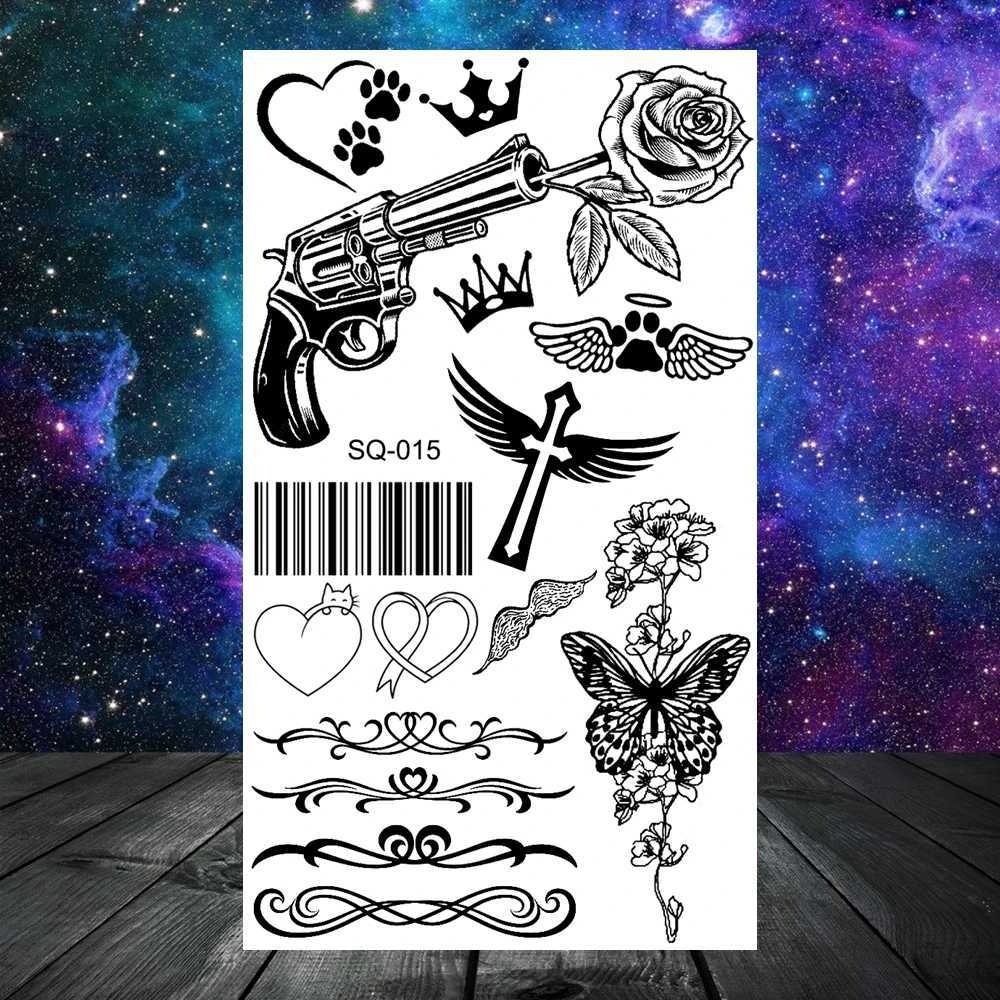 Butterfly Rose Temporary Tattoo Female Adult Child Girl Feather Snake Scorpion Fake Tattoo Neck Arm Small TattooXJ25414