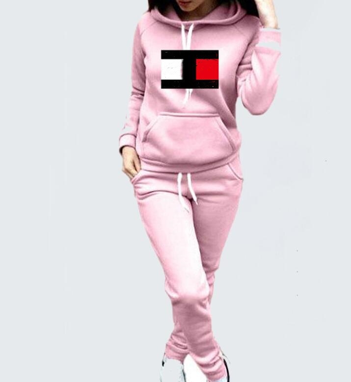 Designer Women's Tracksuit Black pink red Jogging Suits velvet sweatsuit Women Hooded Jacket and Pants Two Piece Sets