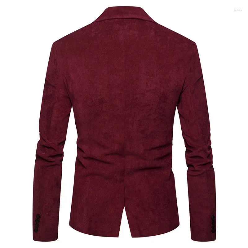 Men's Suits Spring And Autumn Fashion Corduroy Slim Single Button Suit Jacket Casual Spell Color Small Young Man B4