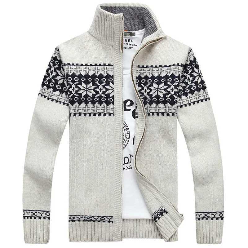 Winter mens jacquard sweater ultra-thin jacket stand up collar trendy wool knitted cardigan wool sweater full zipper casual warm mens clothing autumn 