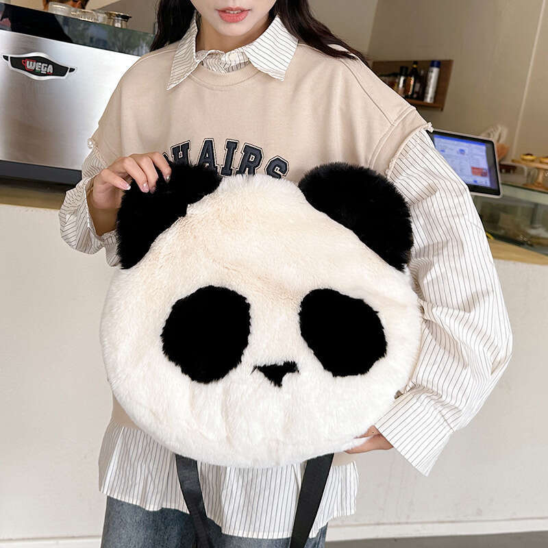 Panda Shoulder for Women's 2023 Autumn/Winter New Korean Cute Crossbody with Large Capacity Fashion Plush Bag