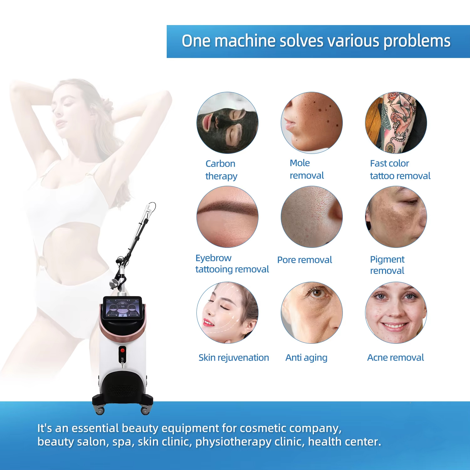 Advanced Super Picosecond Laser Tattoo Removal Professional Skin Whitening Super Picolaser 532nm 785nm 1032nm 1064nm Laser Spot Removal Machine