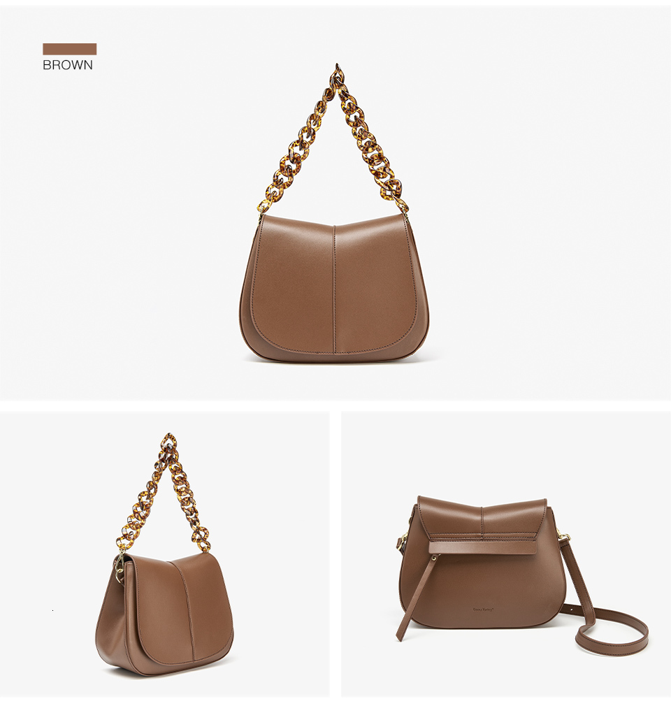 Handbags Women Leather Texture Acrylic Chain Hand Carry Simple Female Shoulder Messenger Bags 62036 Genuine Leather BagVoyage