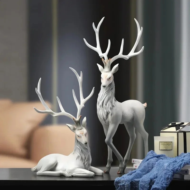Deer Decoration Reindeer Ornaments Resin ELK Sculpture For Living Room y Nordic Home Decor Sculptures Figurines 241120