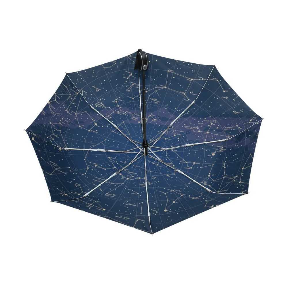 Hot Sale Creative 12 Constellation Stars Map Starry Sky Umbrella Rain Women Automatic Three Folding Umbrella Parasol ParapluieXJ241120 - view 3