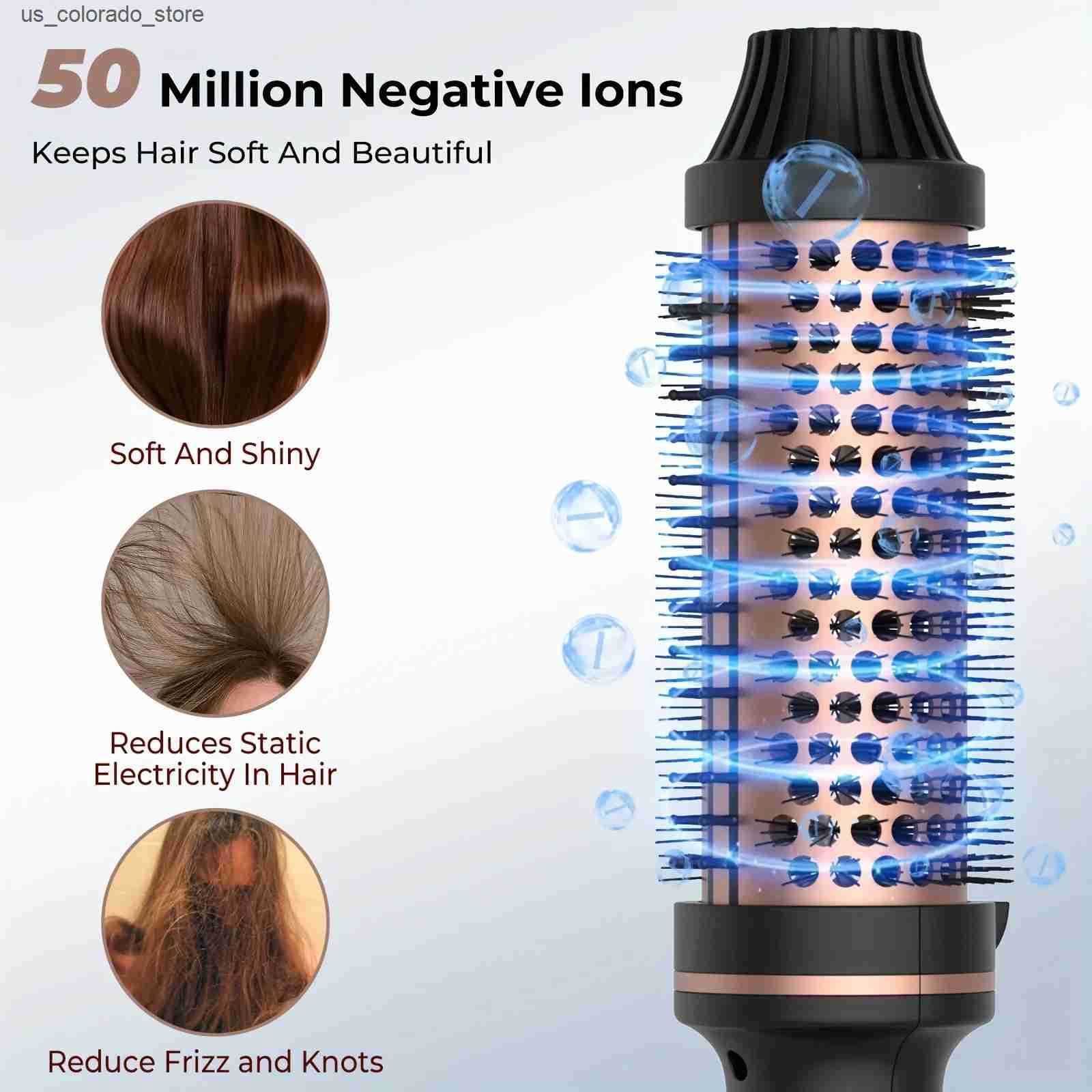 Electric Hair Brushes 3 In 1 Ionic Hair Curler Straightener Electric Hair Brushes Hot Comb Professional Curling Iron Heated Anti-Scald Thermal Brush L