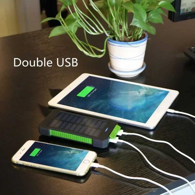 Solar Power Bank waterproof 30000mAh Solar Charger USB Ports external charger Powerbank is suitable for 5S smartphones with LED lights Y241119