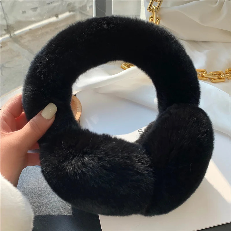 Ear Muffs Winter Fur Cute Earbuds Womens True Rabbit Fur Warm Ear Headband 241120