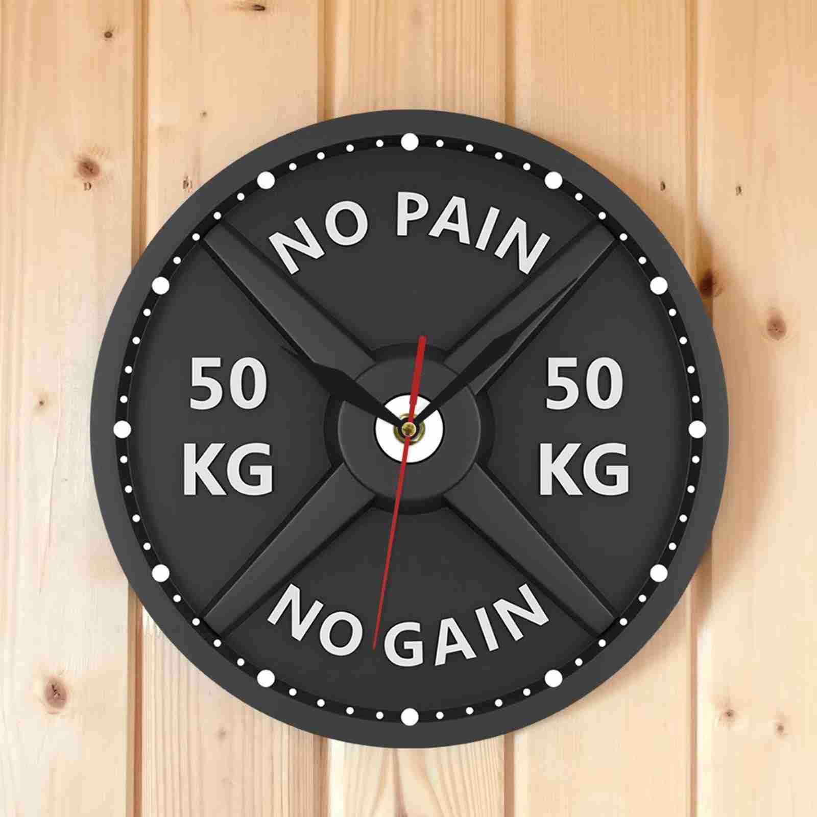 50kg 3D Barbell Wall Clock Gym Wall Clock Silent 12' Non Ticking Decoration Round Battery Operated Watch for Living Room Bedroom M241120
