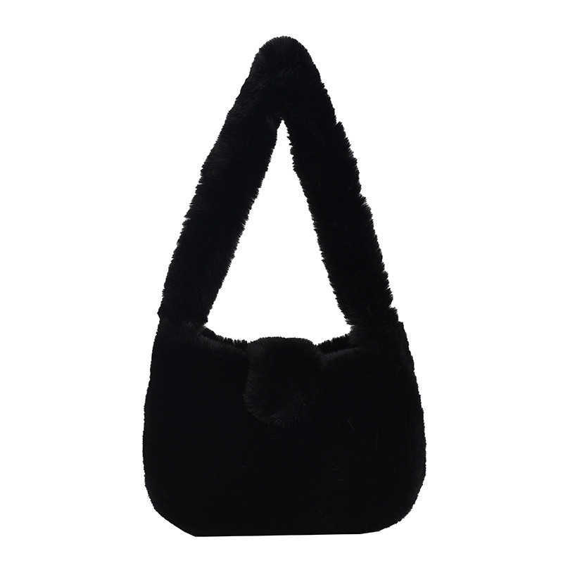 Short plush one shoulder underarm bag for women, 2023 autumn and winter new style, stylish and versatile handbag, fashionable plush tote bag 241120