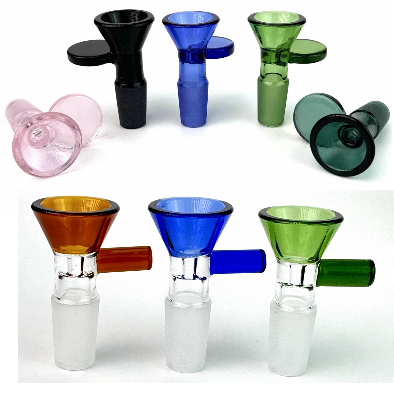 Funnel Thick Glass Bowl For Hookah 14mm 18mm Male Joint Colour Funnel Slide Bowls Smoking Piece Tool For Tobacco Bong Oil Burner Water Pipe