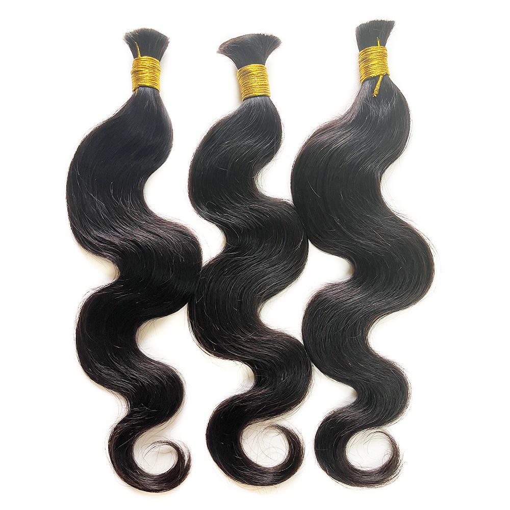 Boho Braids Human Hair For Micro Braids Brazilian Hair 3Pcs No Weft Bulk Hair Wet And Wavy For Braiding