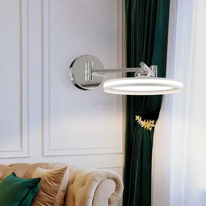 Lamps Wall Indoor LED For TV Background Home Decor Bedroom Aisle Bedside Living Room White Rockeable Arm Light Sconce