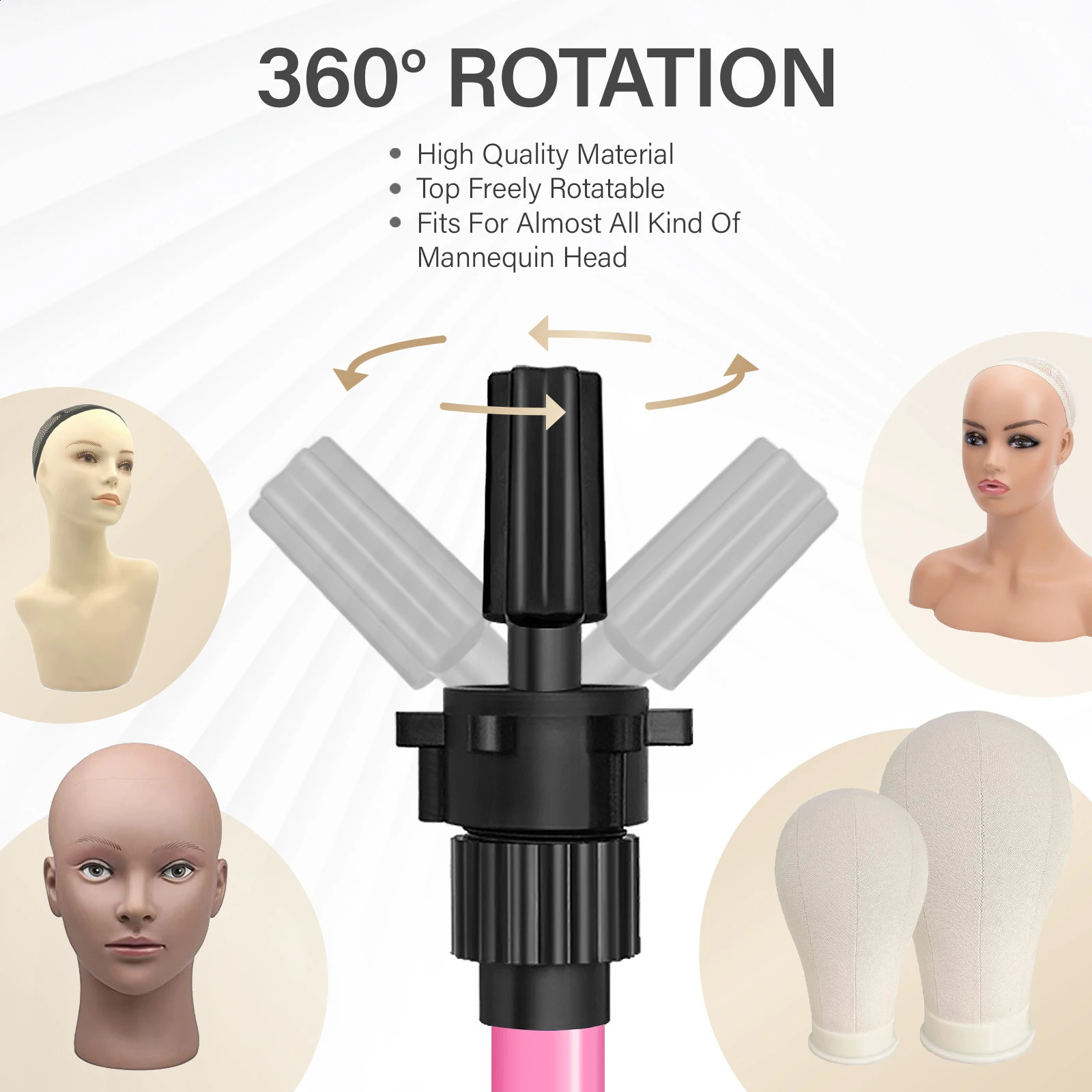 Mini 64cm Wig Stand Tripod With Non-Slip Base Adjustable Mannequin Head Stand Manikin Head Tripod For Hair Extensions Training 241120