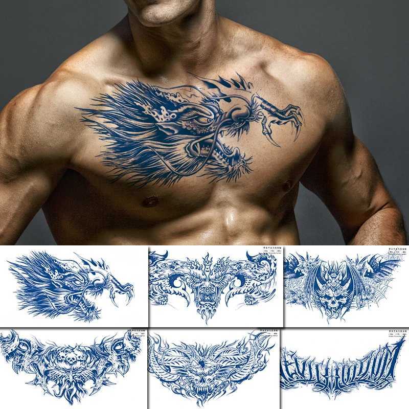 Juice Ink Tattoo Body Art Long Lasting Waterproof Temporary Tattoo Sticker Dragon Wings Tatoo Fake Chest Breast Tatto Women MenXJ241120