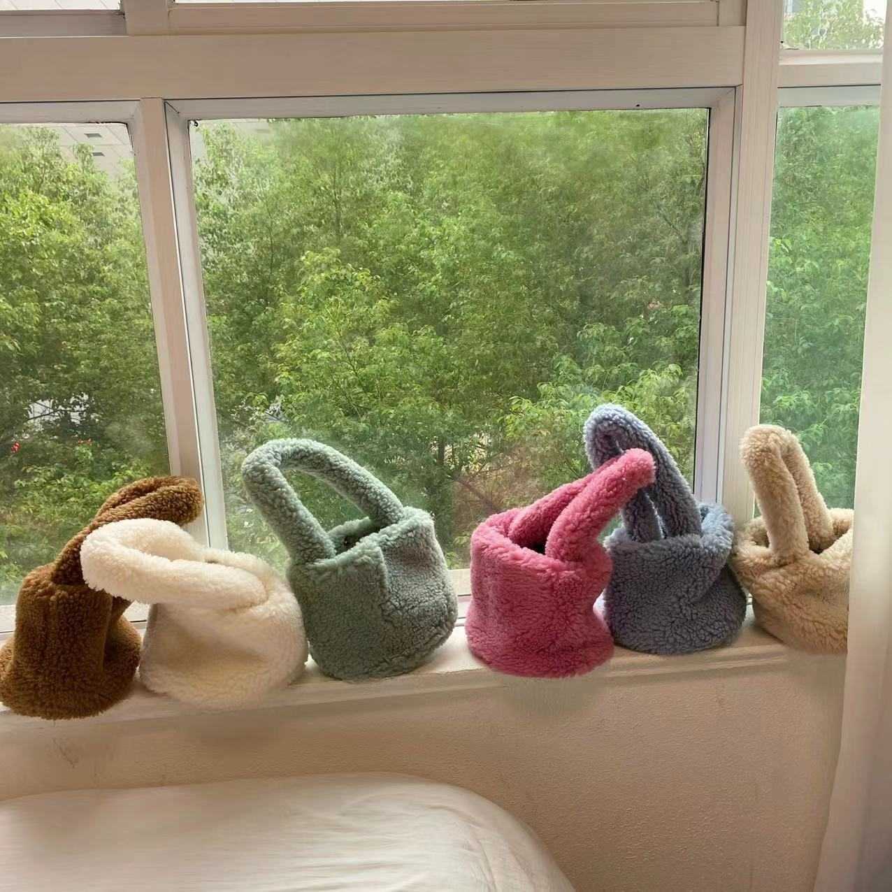 Korean lamb fur bag winter 2023 new female ins niche handheld cute plush handbag 241120