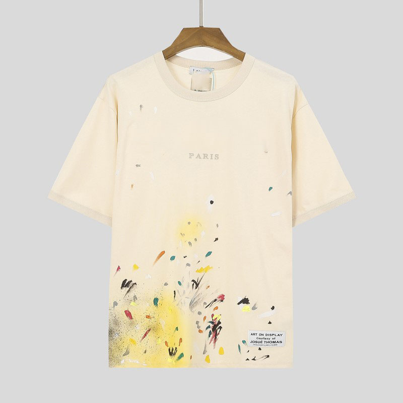 Men T-shirts Fashion Graffiti Splash-ink Print Short Sleeve T-Shirt Summer Wash Worn Out Spacious Top Tees