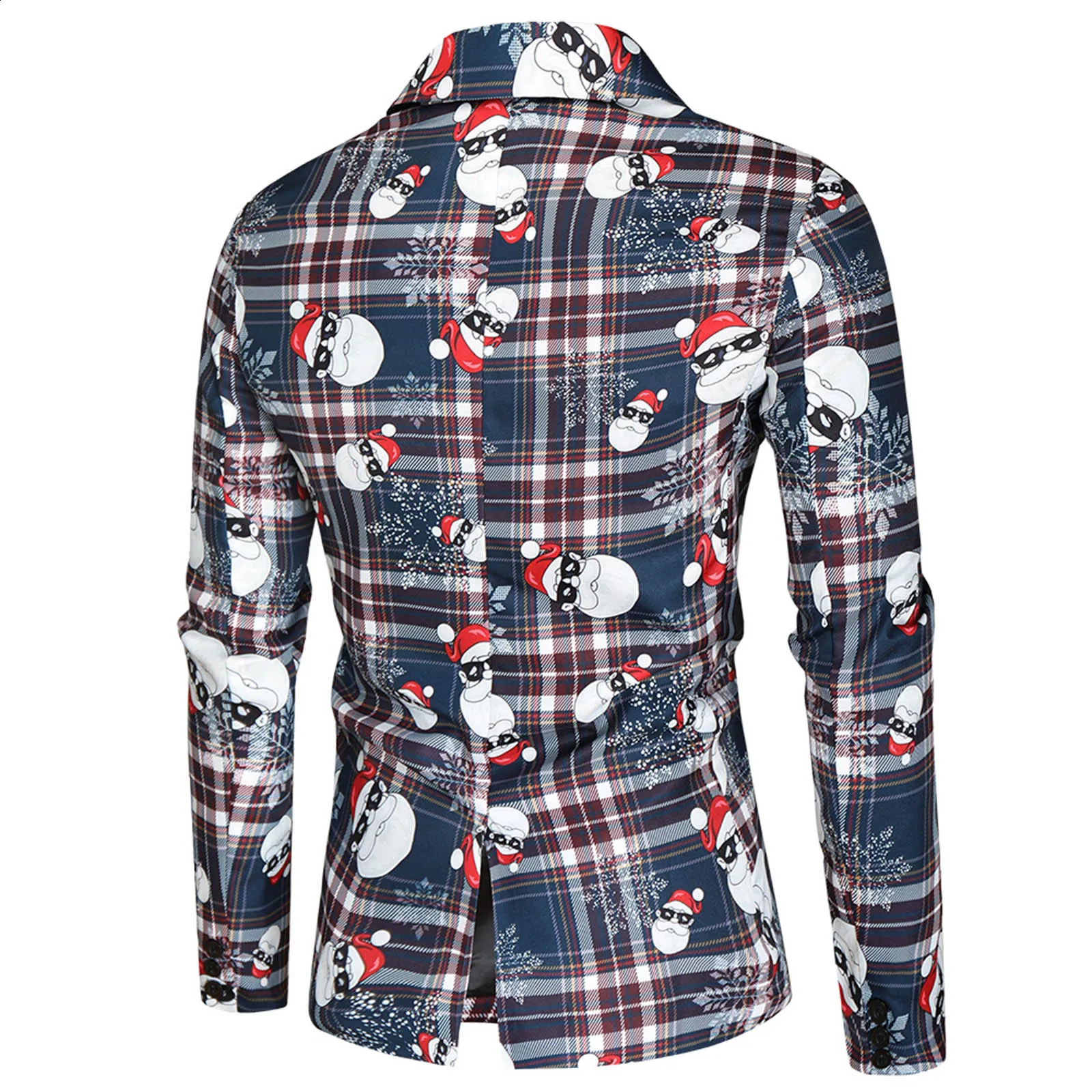 Christmas Hawaiian Shirts Christmas Tree snow Printed Blazer Men Fashion Suit Coat Long Sleeve Beach Lapel Mens Clothing 241119
