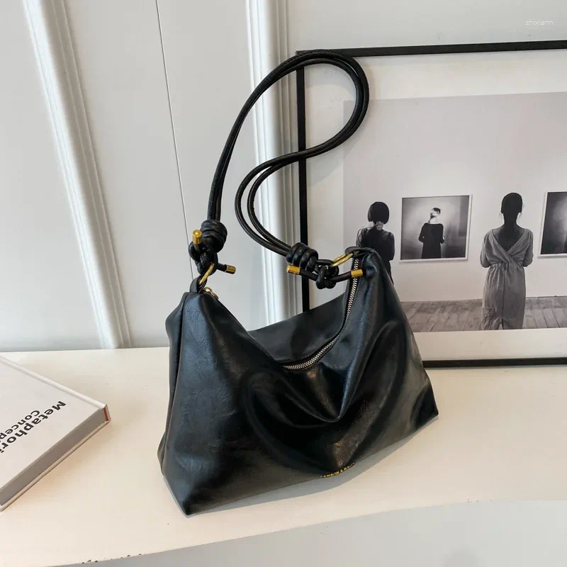 Drawstring Large Capacity Shoulder Bag PU Leather Crossbody Commuter Leisure Underarm Fashion Handbag Bags For Women