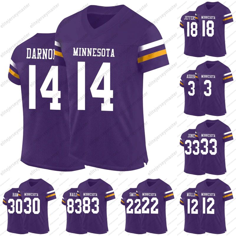 Football Jerseys Jefferson Darnold Stitched Personalized Addison Moss Ham Hockenson McCarthy Customized Jerseys For Men Women Youth