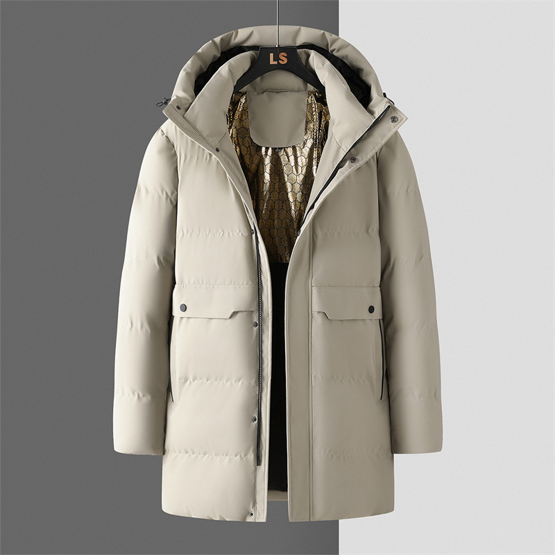 Men's black gold graphene thickened mid-length cotton-padded jacket 2024 Winter men's warm cotton-padded jacket for men m013