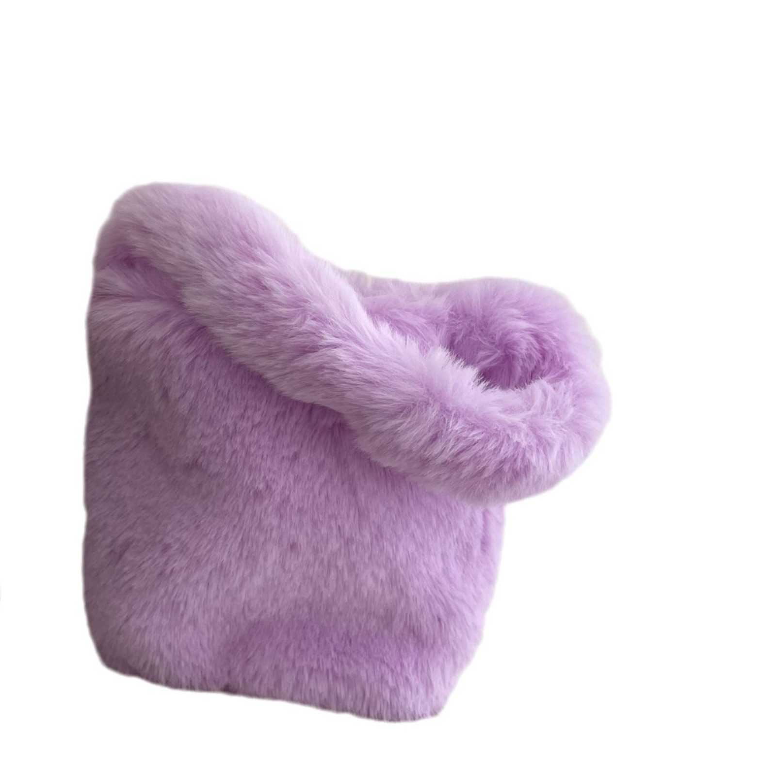 Furry and cute imitation fur rabbit mink plush handbag, single shoulder solid color armpit handbag, women's handbag 241120