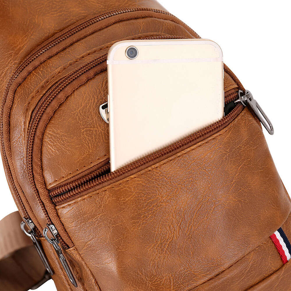 Fashion PU Leather Chest Pack Shoulder Anti-theft Waist Bag Fanny Money Travel Purse Phone Pouch Pocket